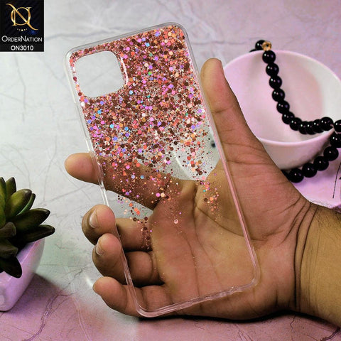 Samsung Galaxy A22 5G Cover - Rose Gold - Dry Sparkling Bling Glitter Soft Silicone Case (Glitter Does Not Move)