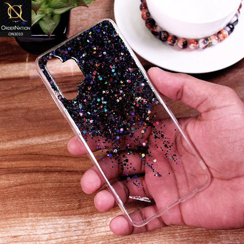 Samsung Galaxy A32 4G Cover - Black - Dry Sparkling Bling Glitter Soft Silicone Case (Glitter Does Not Move)