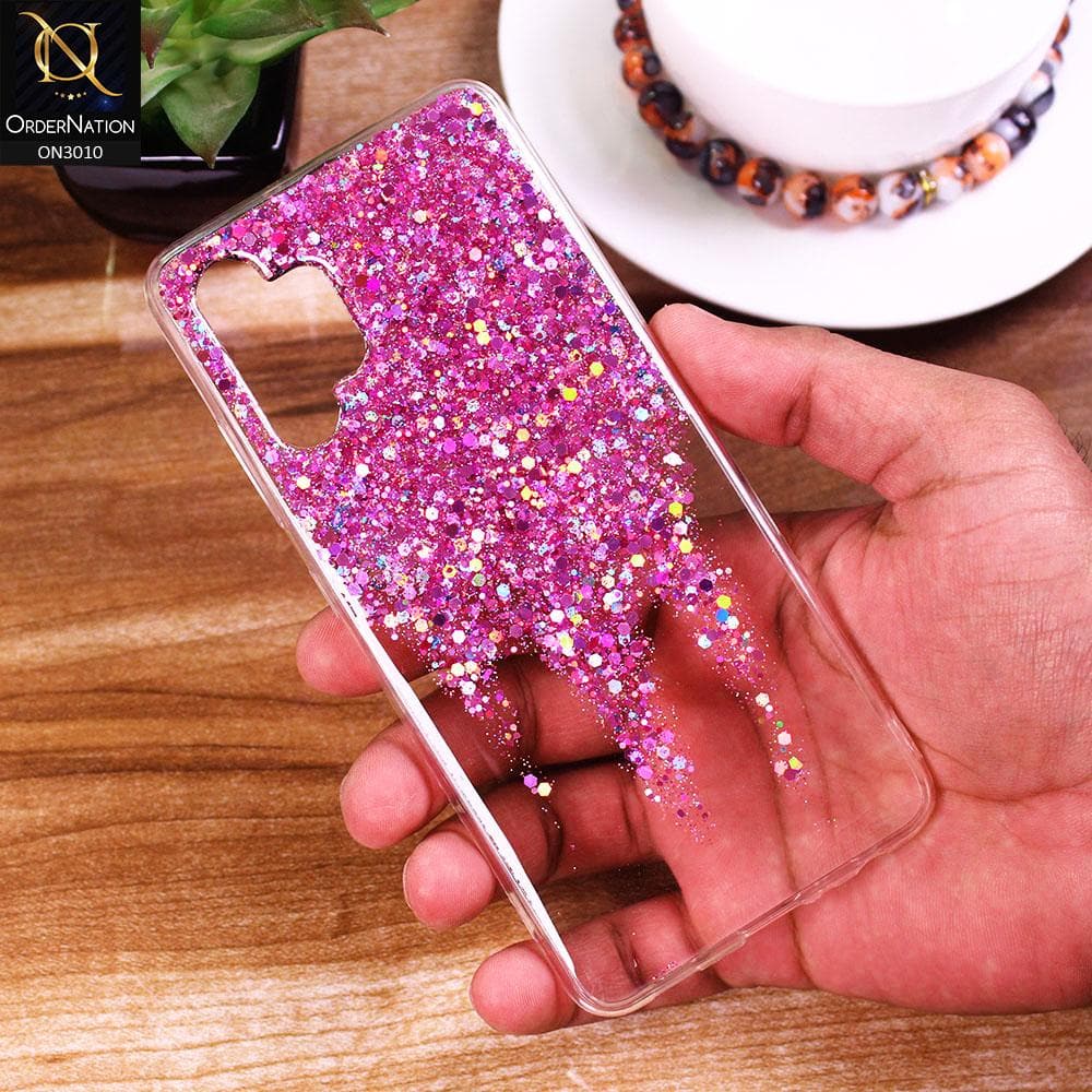 Samsung Galaxy A32 4G Cover - Purple - Dry Sparkling Bling Glitter Soft Silicone Case (Glitter Does Not Move)