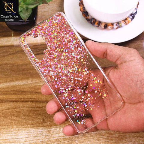 Samsung Galaxy A32 4G Cover - Rose Gold - Dry Sparkling Bling Glitter Soft Silicone Case (Glitter Does Not Move)