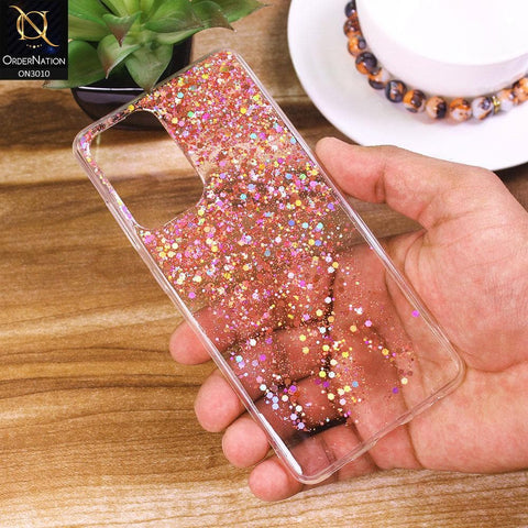 Samsung Galaxy A52s 5G Cover - Rose Gold - Dry Sparkling Bling Glitter Soft Silicone Case (Glitter Does Not Move)