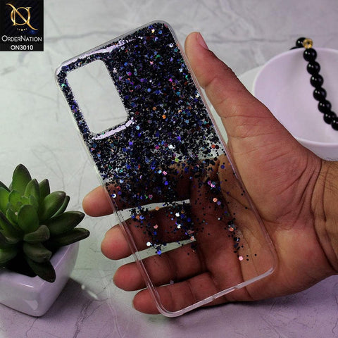 Vivo V21 Cover - Black - Dry Sparkling Bling Glitter Soft Silicone Case (Glitter Does Not Move)