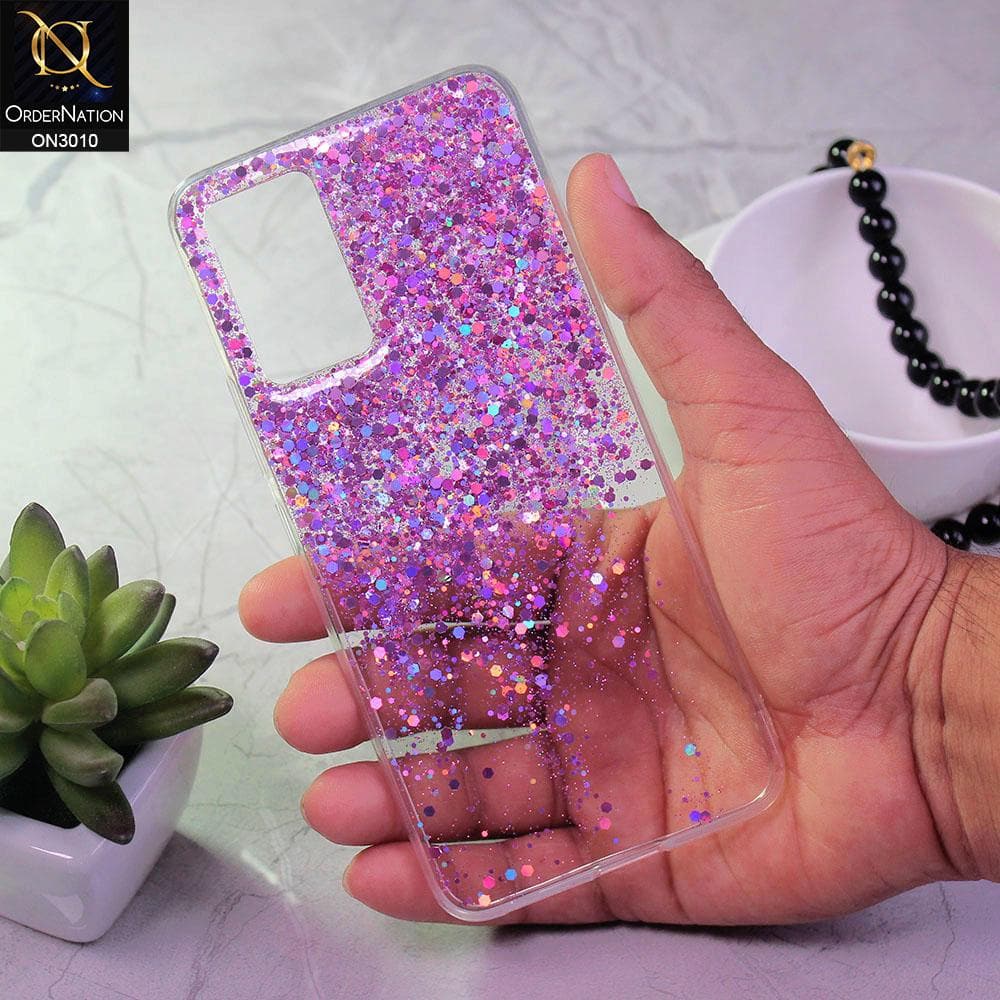 Vivo V21 Cover - Purple - Dry Sparkling Bling Glitter Soft Silicone Case (Glitter Does Not Move)