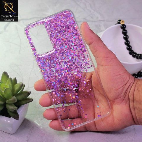 Vivo V21 Cover - Purple - Dry Sparkling Bling Glitter Soft Silicone Case (Glitter Does Not Move)