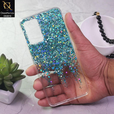 Vivo V21 Cover - Sea Green - Dry Sparkling Bling Glitter Soft Silicone Case (Glitter Does Not Move)