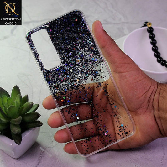 Vivo Y51 (2020 December) Cover - Black - Dry Sparkling Bling Glitter Soft Silicone Case (Glitter Does Not Move)