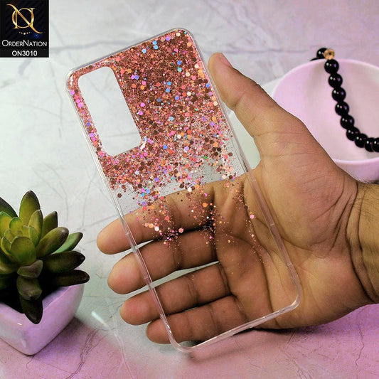 Vivo Y51 (2020 December) Cover - Rose Gold - Dry Sparkling Bling Glitter Soft Silicone Case (Glitter Does Not Move)