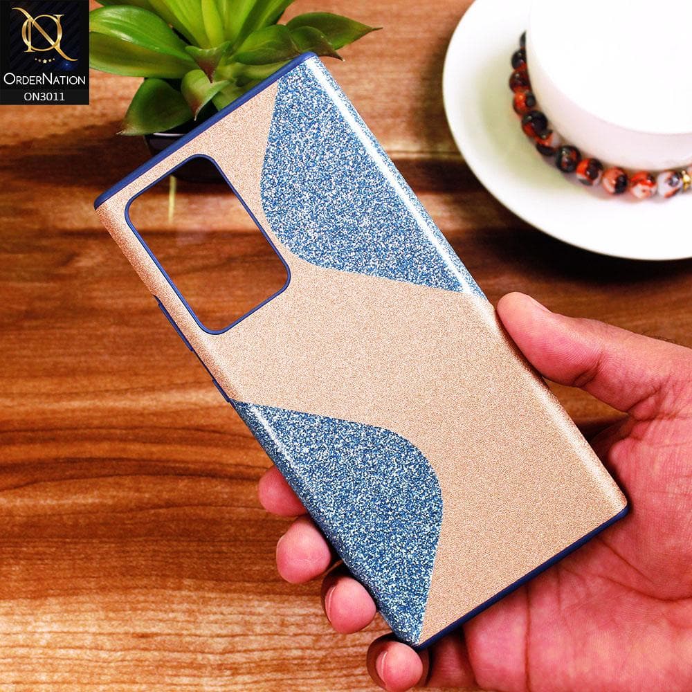 Samsung Galaxy Note 20 Ultra Cover - Blue - New Glossy Glitter Wavy Style Soft TPU Case