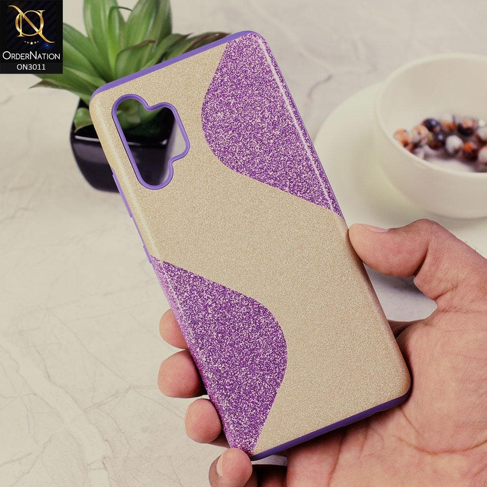 Samsung Galaxy A32 4G Cover - Purple - New Glossy Glitter Wavy Style Soft TPU Case