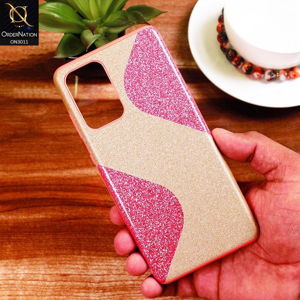 Samsung Galaxy A72 Cover - Pink - New Glossy Glitter Wavy Style Soft TPU Case
