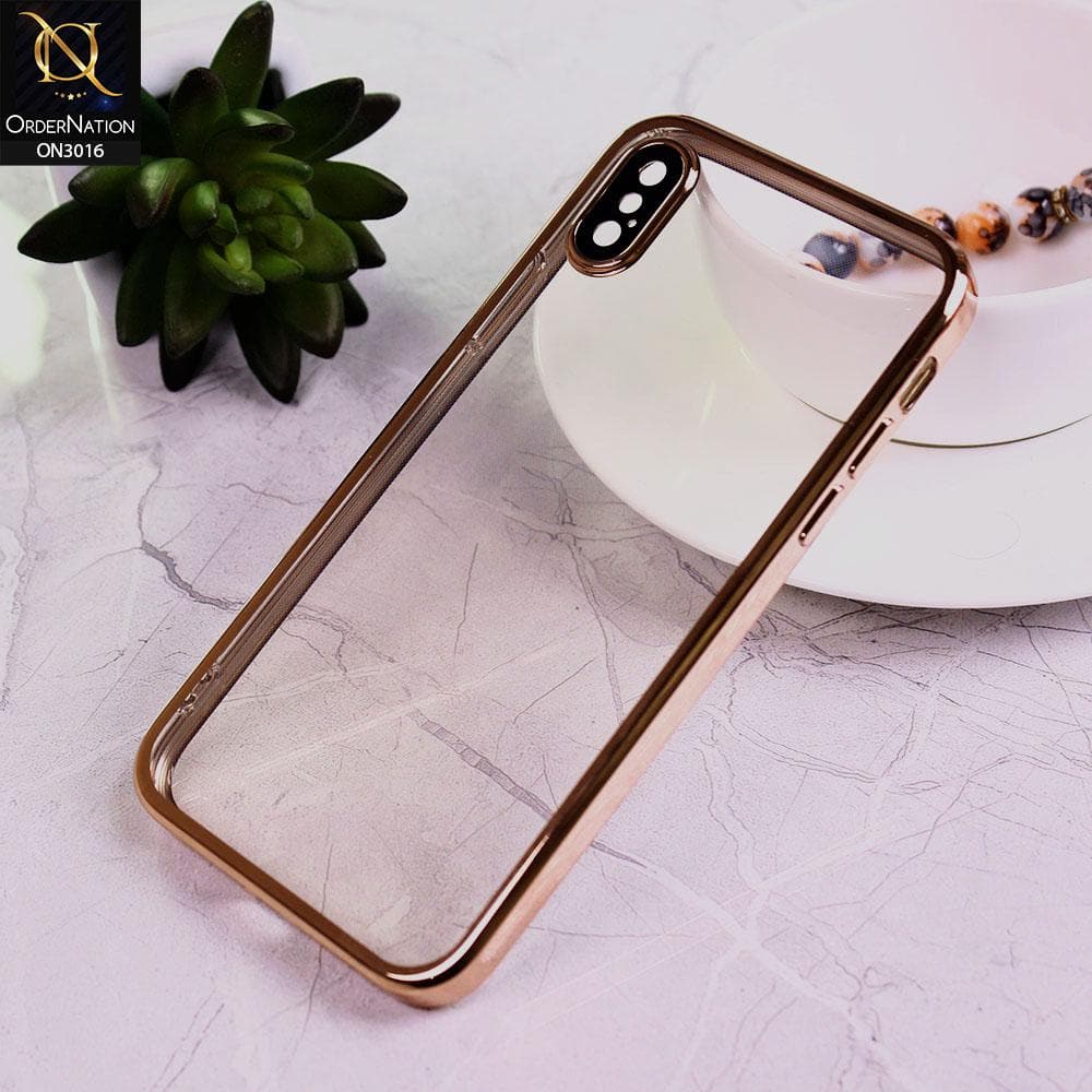 iPhone XS / X Cover - Rose Gold - Ultra Thin Camera Protection Clear Transparent Soft Case