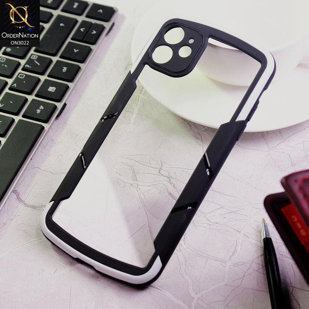 iPhone 11 Cover - White - Hybrid Style Color Soft Borders Transparent Back Camera Protection Case