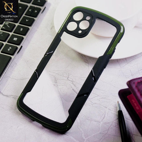 iPhone 11 Pro Cover - Green - Hybrid Style Color Soft Borders Transparent Back Camera Protection Case