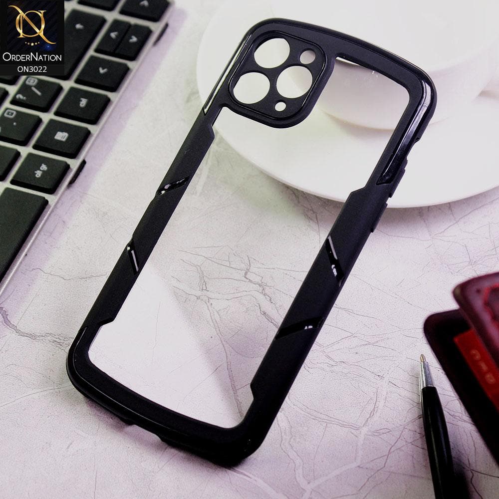 iPhone 11 Pro Max Cover - Black - Hybrid Style Color Soft Borders Transparent Back Camera Protection Case