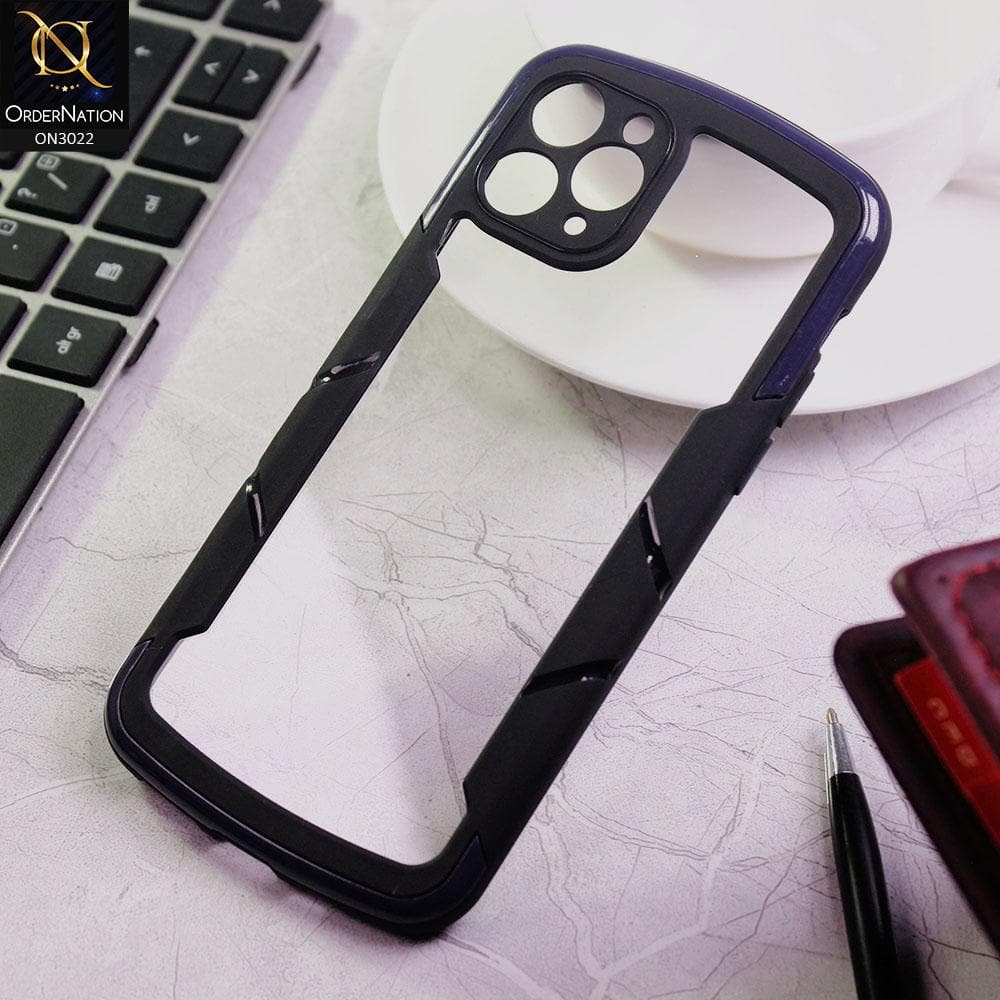 iPhone 11 Pro Max Cover - Blue - Hybrid Style Color Soft Borders Transparent Back Camera Protection Case