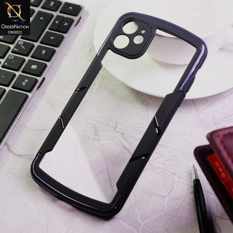 iPhone 12 Cover - Blue - Hybrid Style Color Soft Borders Transparent Back Camera Protection Case