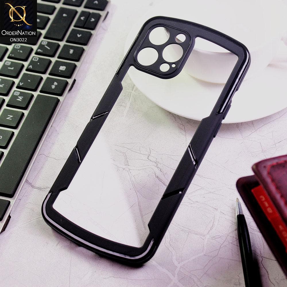 iPhone 12 Pro Max Cover - Black - Hybrid Style Color Soft Borders Transparent Back Camera Protection Case