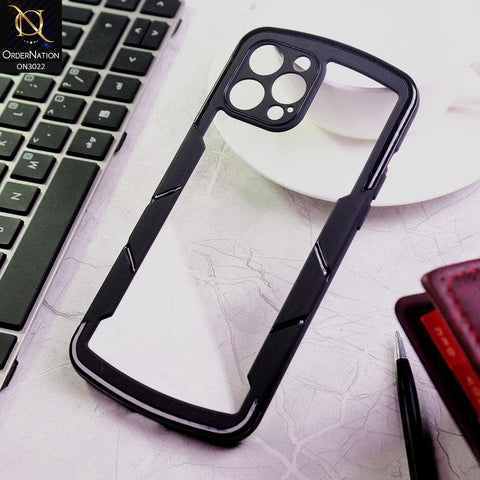 iPhone 12 Pro Max Cover - Black - Hybrid Style Color Soft Borders Transparent Back Camera Protection Case