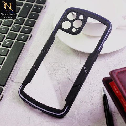 iPhone 12 Pro Max Cover - Blue - Hybrid Style Color Soft Borders Transparent Back Camera Protection Case
