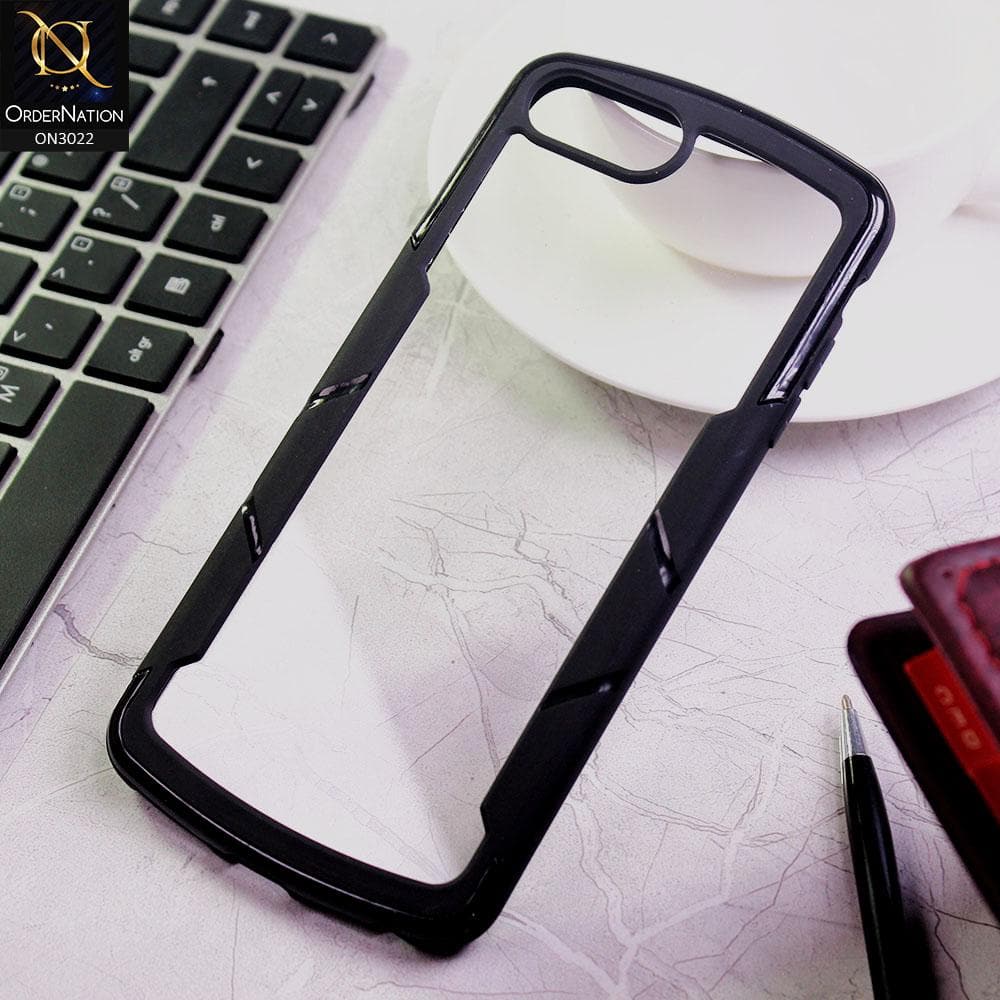 iPhone 8 Plus / 7 Plus Cover - Black - Hybrid Style Color Soft Borders Transparent Back Camera Protection Case