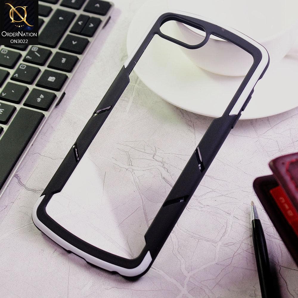 iPhone 8 Plus / 7 Plus Cover - White - Hybrid Style Color Soft Borders Transparent Back Camera Protection Case