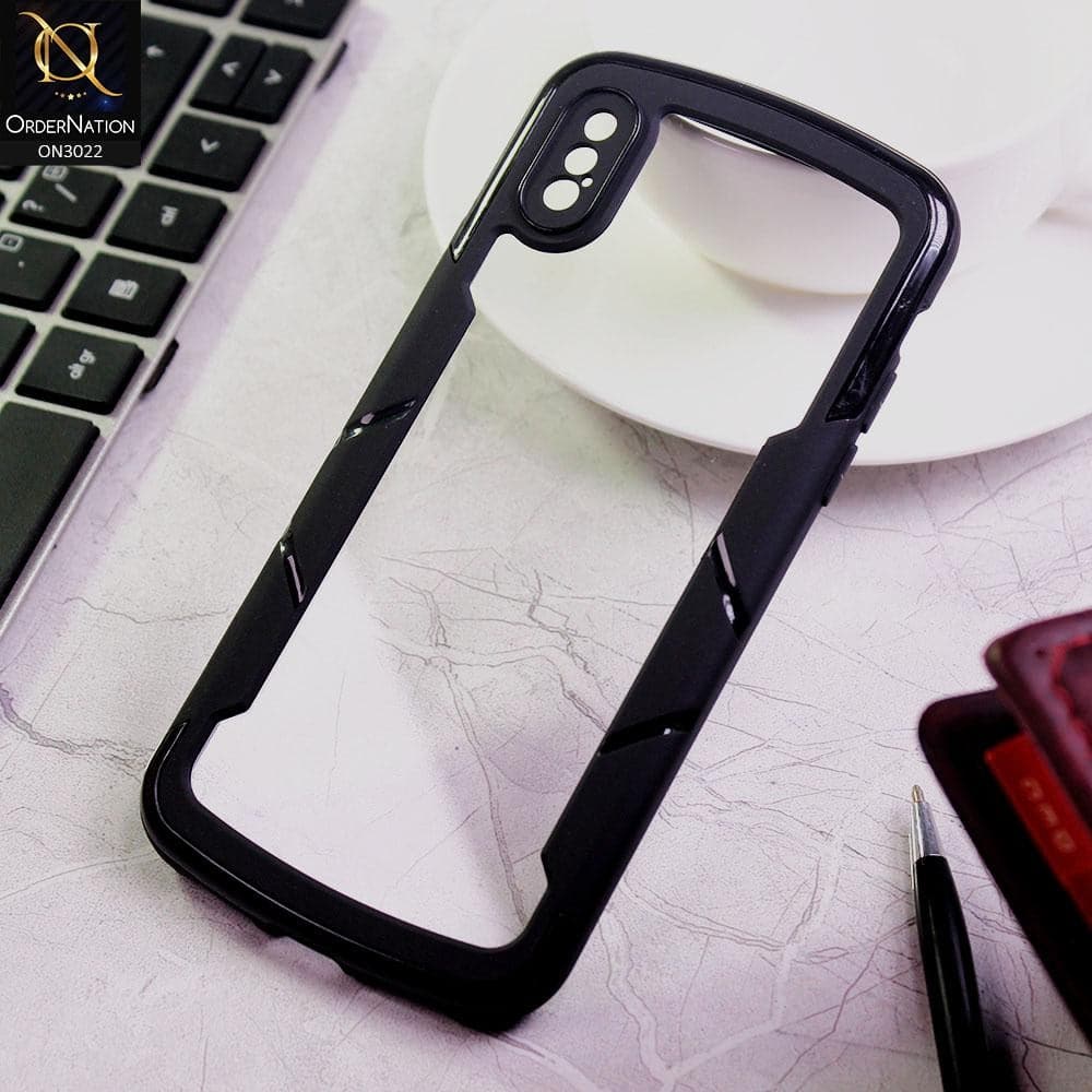iPhone XS / X Cover - Black - Hybrid Style Color Soft Borders Transparent Back Camera Protection Case