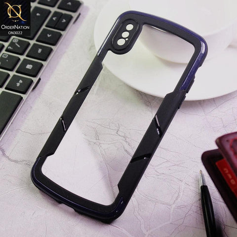 iPhone XS / X Cover - Blue - Hybrid Style Color Soft Borders Transparent Back Camera Protection Case