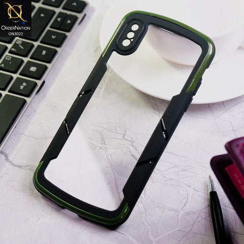 iPhone XS / X Cover - Green - Hybrid Style Color Soft Borders Transparent Back Camera Protection Case