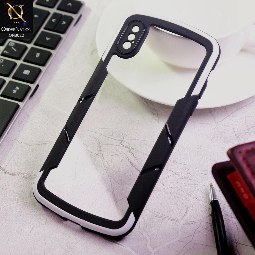 iPhone XS / X Cover - White - Hybrid Style Color Soft Borders Transparent Back Camera Protection Case