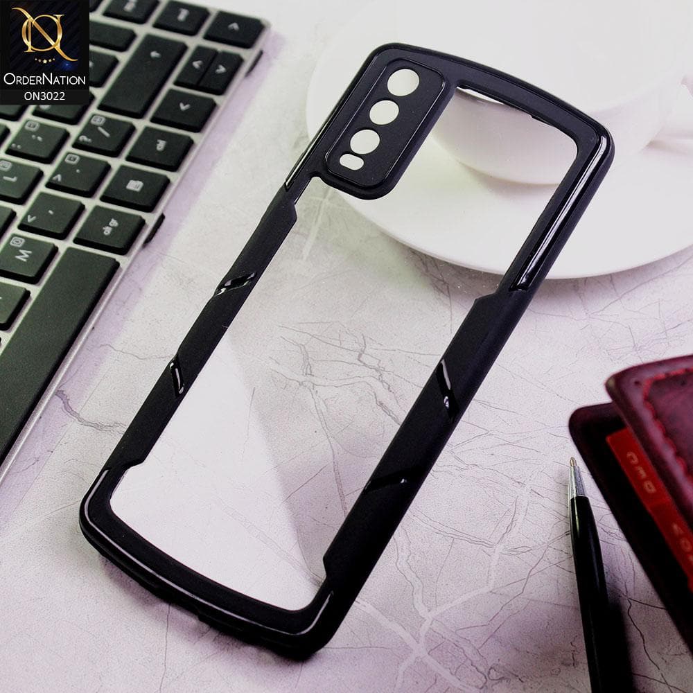Vivo Y20 Cover - Black - Hybrid Style Color Soft Borders Transparent Back Camera Protection Case