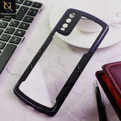 Vivo Y20i Cover - Blue - Hybrid Style Color Soft Borders Transparent Back Camera Protection Case