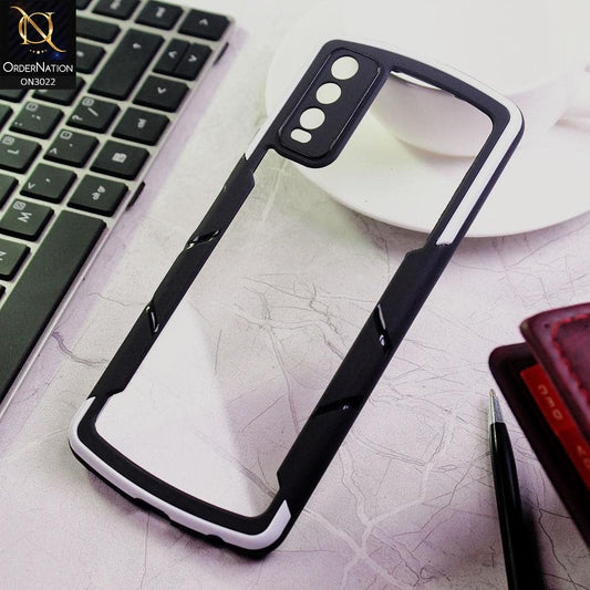 Vivo Y20i Cover - White - Hybrid Style Color Soft Borders Transparent Back Camera Protection Case