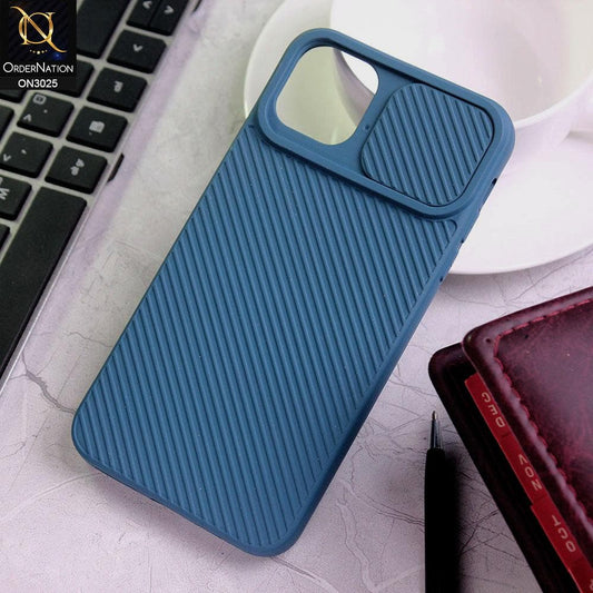 iPhone 12 Cover - Blue - Premium Quality Shock Proof Camera Slider Soft Case