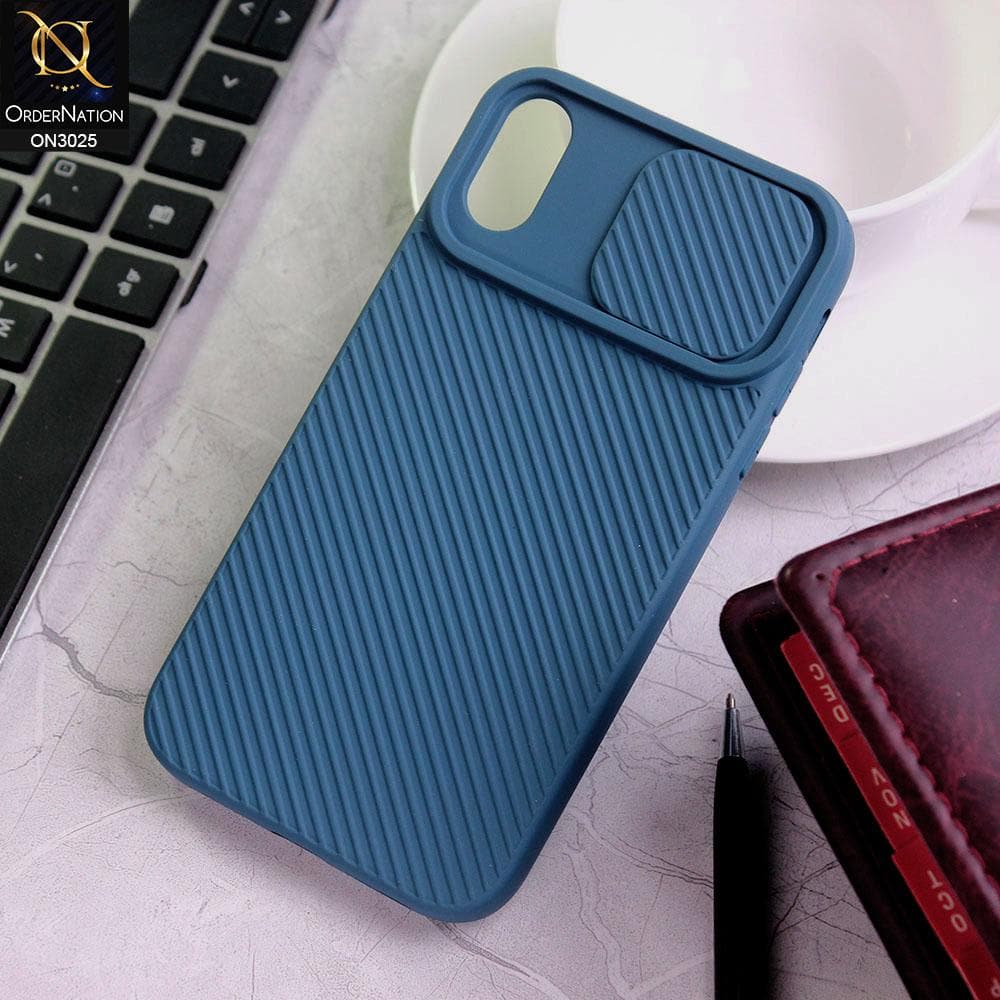 iPhone XR Cover - Blue - Premium Quality Shock Proof Camera Slider Soft Case