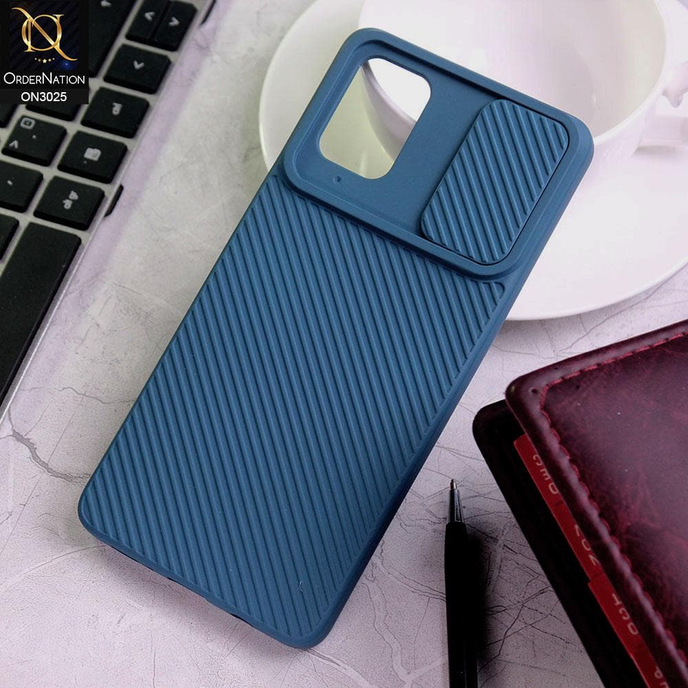 Samsung Galaxy A71 Cover - Blue - Premium Quality Shock Proof Camera Slider Soft Case