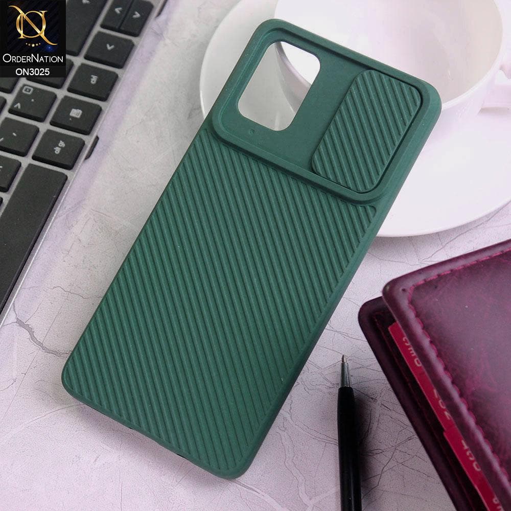 Samsung Galaxy A71 Cover - Dark Green - Premium Quality Shock Proof Camera Slider Soft Case