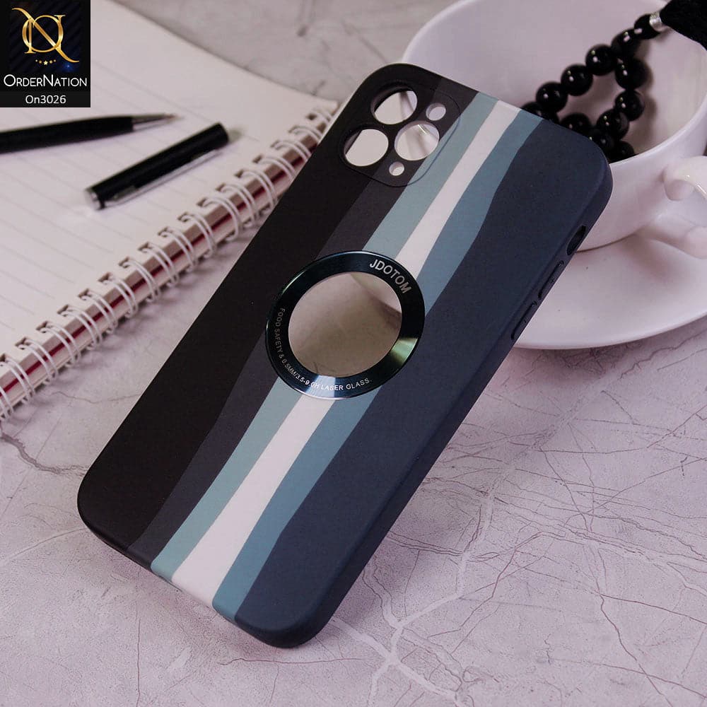 iPhone 11 Pro Max Cover - Black - JDotom Soft Rainbow Series With Logo Hole Glass Protection Case