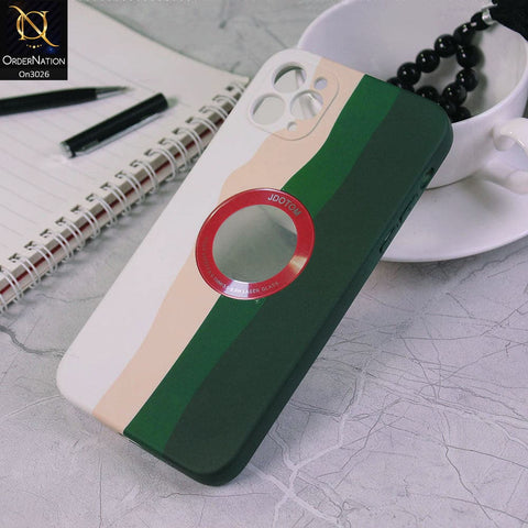 iPhone 11 Pro Max Cover - Green - JDotom Soft Rainbow Series With Logo Hole Glass Protection Case
