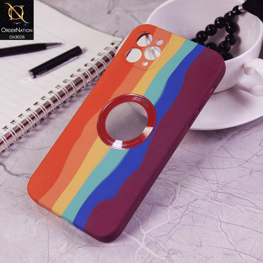 iPhone 11 Pro Max Cover - Orange - JDotom Soft Rainbow Series With Logo Hole Glass Protection Case