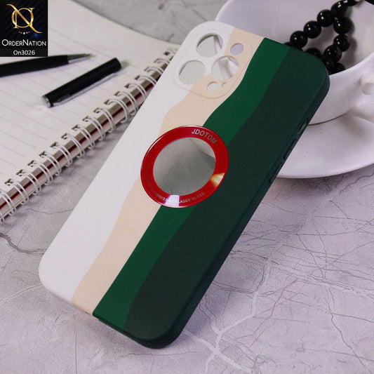 iPhone 12 Pro Cover - Green - JDotom Soft Rainbow Series With Logo Hole Glass Protection Case