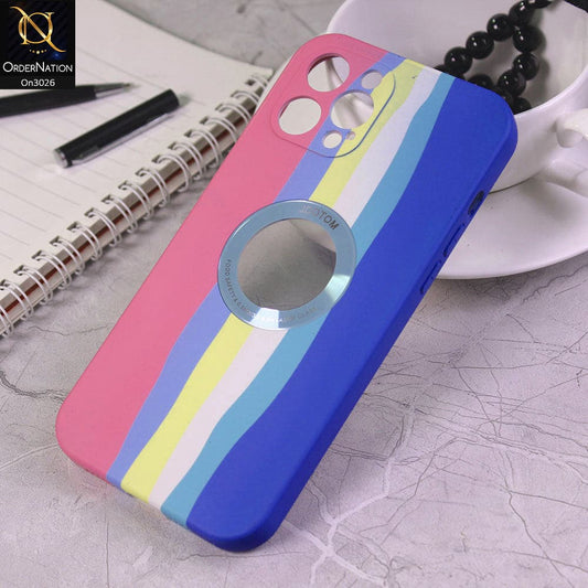 iPhone 12 Pro Cover - Pink - JDotom Soft Rainbow Series With Logo Hole Glass Protection Case