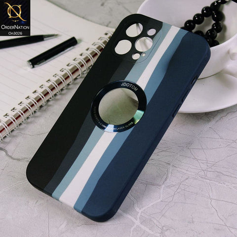 iPhone 12 Pro Max Cover - Black - JDotom Soft Rainbow Series With Logo Hole Glass Protection Case