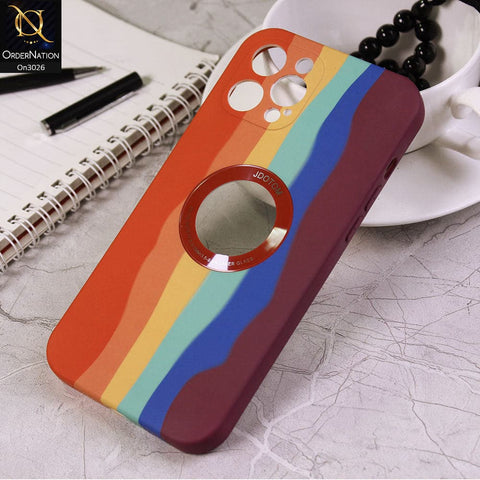 iPhone 12 Pro Max Cover - Orange - JDotom Soft Rainbow Series With Logo Hole Glass Protection Case