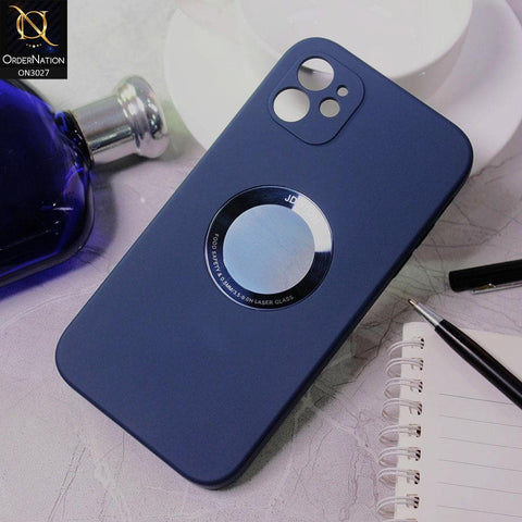 iPhone 11 Cover - Blue - JDotom Soft Drop-Proof With Logo Hole Glass Protection Case