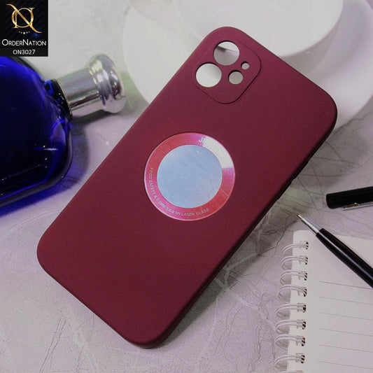 iPhone 11 Cover - Maroon - JDotom Soft Drop-Proof With Logo Hole Glass Protection Case