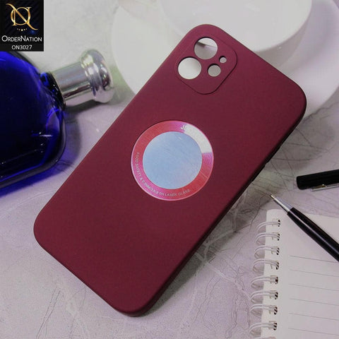 iPhone 11 Cover - Maroon - JDotom Soft Drop-Proof With Logo Hole Glass Protection Case
