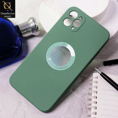 iPhone 11 Pro Max Cover - Green - JDotom Soft Drop-Proof With Logo Hole Glass Protection Case