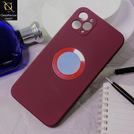iPhone 11 Pro Max Cover - Maroon - JDotom Soft Drop-Proof With Logo Hole Glass Protection Case