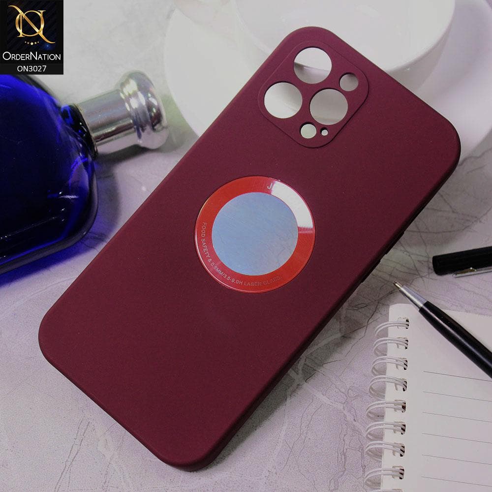 iPhone 12 Pro Cover - Maroon - JDotom Soft Drop-Proof With Logo Hole Glass Protection Case