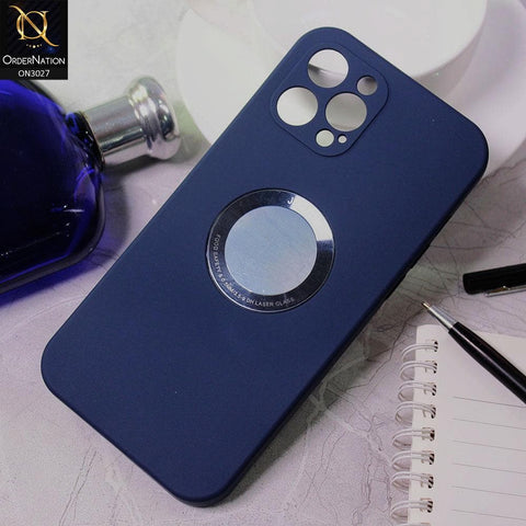 iPhone 12 Pro Max Cover - Blue - JDotom Soft Drop-Proof With Logo Hole Glass Protection Case